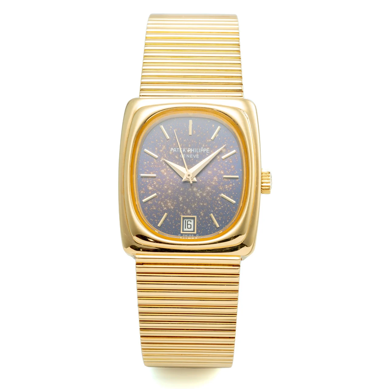 Patek Philippe PATEK PHILIPPE REF. 3603, QUARTZ "BETA 21", BLUE “SIGMA” DIAL, INTEGRATED BRACELET; 18K YELLOW GOLD kol saati
