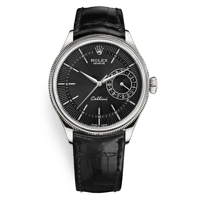 Rolex Cellini 50519-0007 Black Dial Leather Strap Date 39mm kol saati
