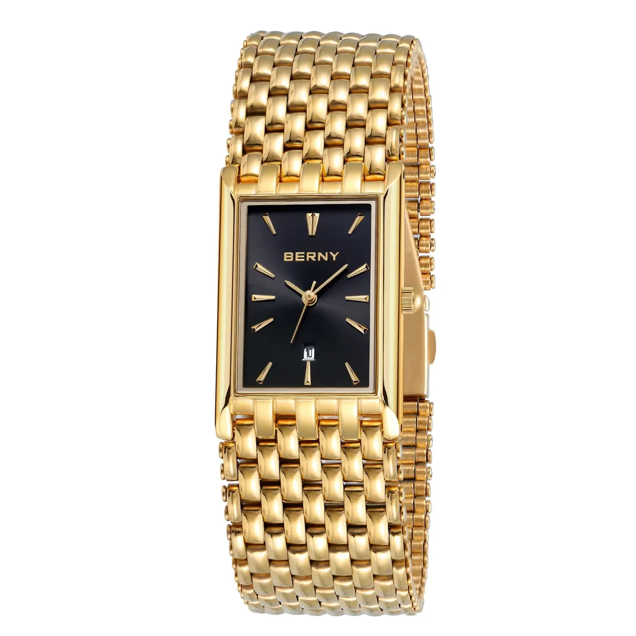 BERNY Men Quartz Square Gold Watch-2166M 2166M-B kol saati