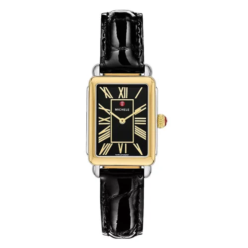 Michele Watches Michele MWW06E000148 Deco Park Black Leather kol saati