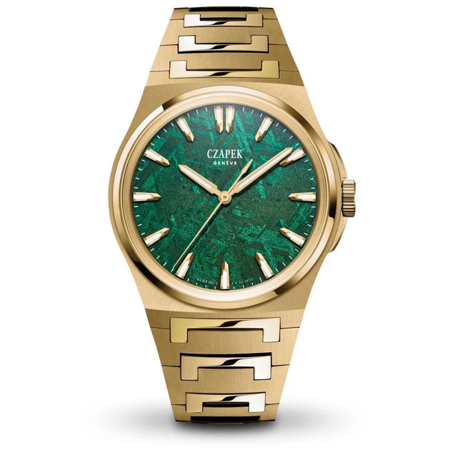 CZAPEK Antarctique Mount Erebus Yellow Gold Green Meteor on Bracelet czapek-erebus-yg-gn-yg kol saati