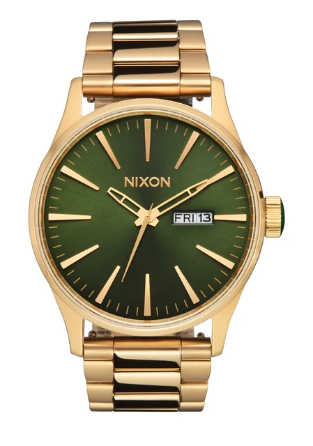Nixon US Sentry Stainless Steel - Gold / Green Sunray A356-1919-00 kol saati