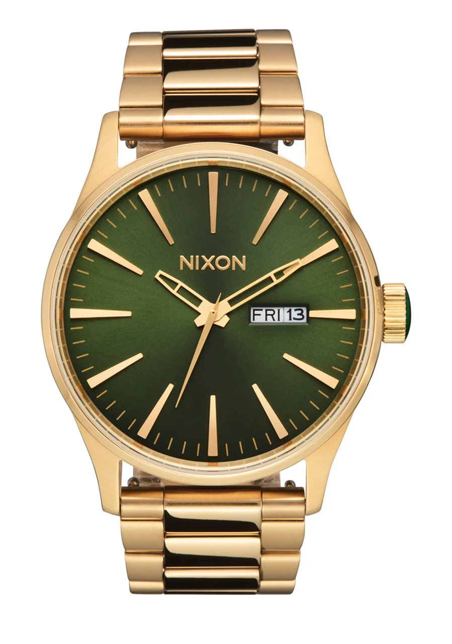 Nixon US Sentry Stainless Steel - Gold / Green Sunray A356-1919-00 42 mm kol saati