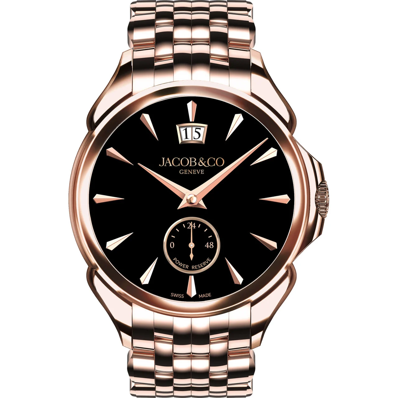 Jacob & Co. Jacob & Co. Palatial Classic Rose Gold Onyx Black on Bracelet PC400.40.AA.AC.A40AA kol saati
