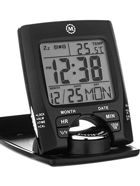 Marathon Travel Alarm Clock with Calendar, Temperature, 12 or 24 Hour Format #CL030023BK kol saati