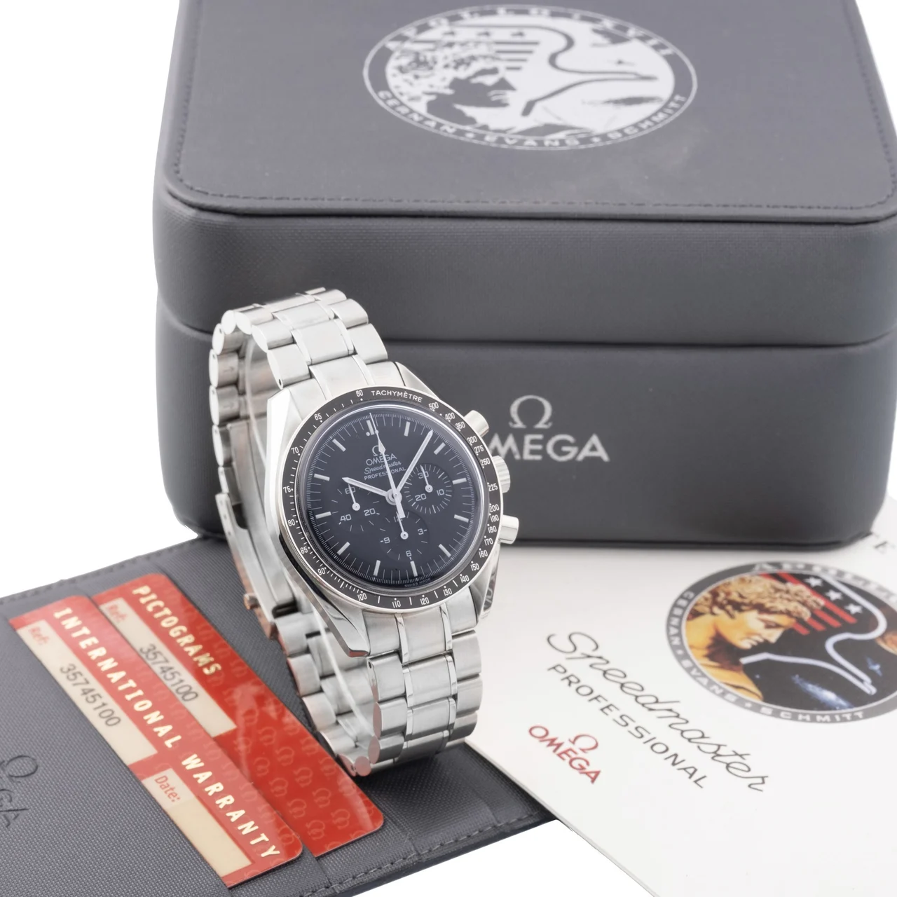 OMEGA OMEGA, REF. 3574.51.00, SPEEDMASTER APOLLO XVII 30th ANNIVERSARY, LAST MAN ON THE MOON, STEEL kol saati