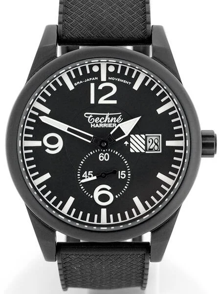 Techne Harrier Aviator Quartz Watch with 41mm Black Aluminium Case #388.181 kol saati