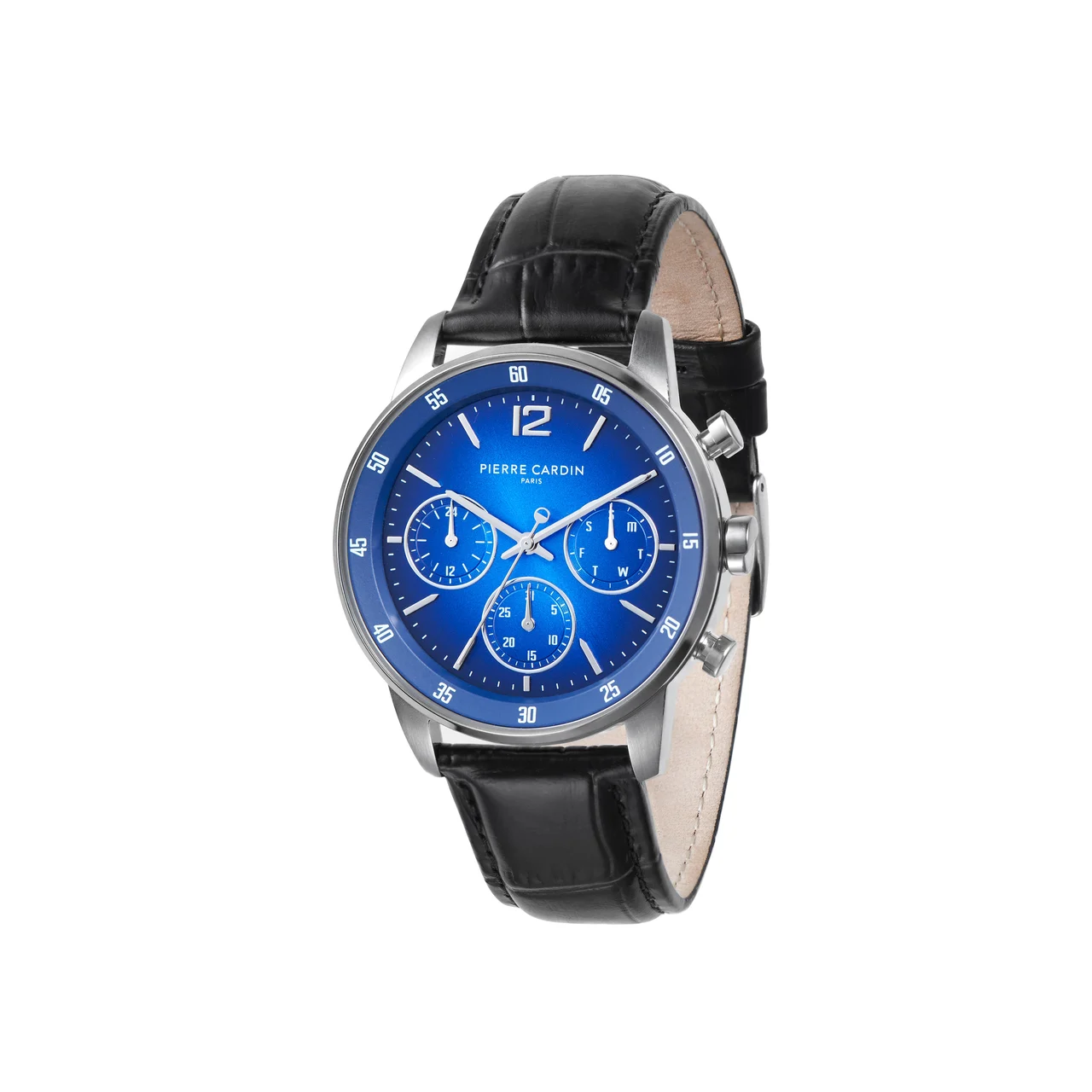 MONTROUGE PRIM Blue Dial Multifunction watch with Black Leather Strap CMR.1000 40 mm kol saati