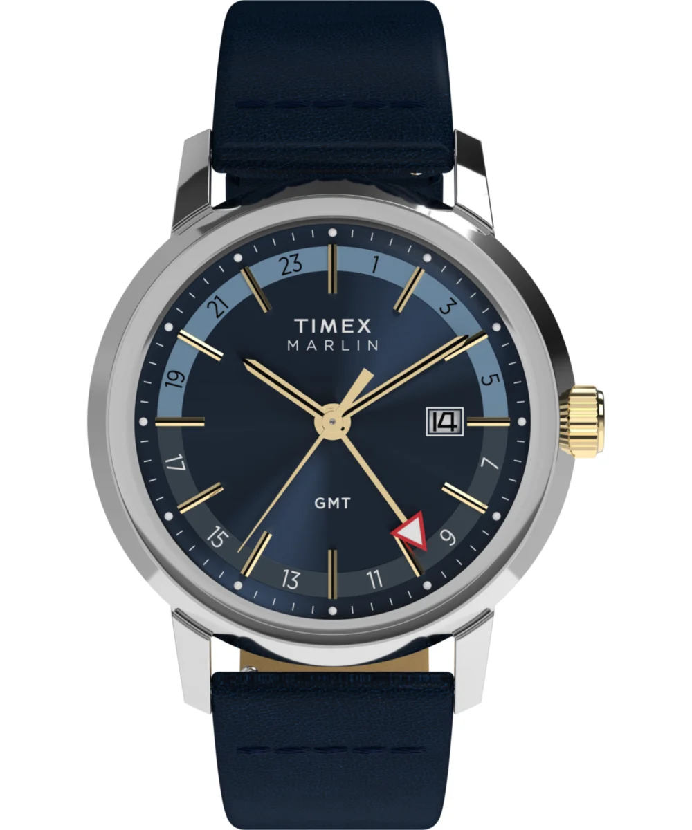 Timex Marlin® Quartz GMT 40mm Leather Strap Watch TW2Y47900 40 mm kol saati