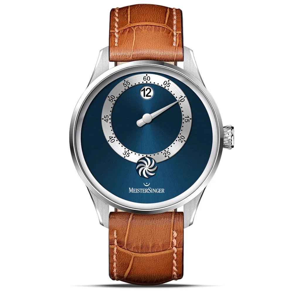 Meistersinger Panthero Jumping Hour Sunburst Blue PTJH917 40.5 mm kol saati