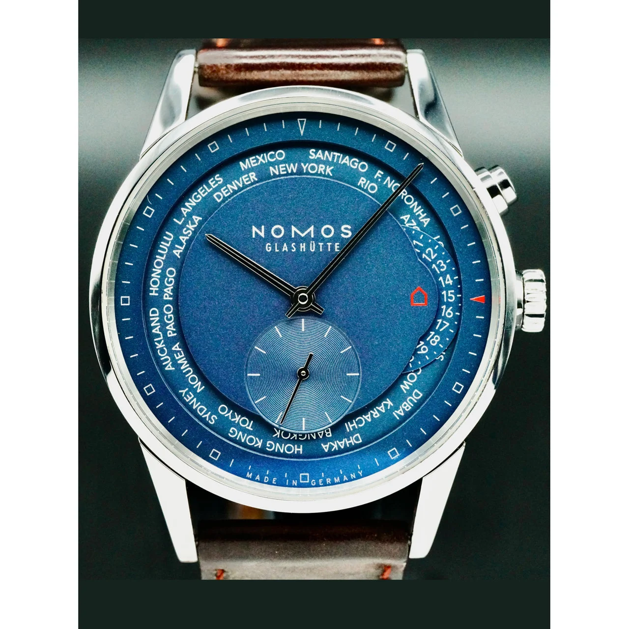 NOMOS Glashütte Blue Worldtimer 210000047962 40 mm kol saati