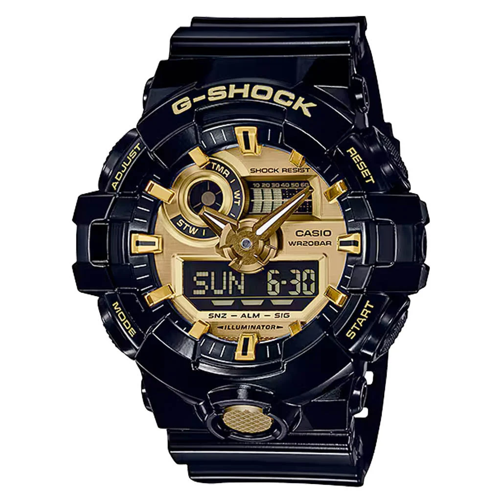 Casio G-Shock GA-700 Series in Black and Gold #GA710GB-1A kol saati