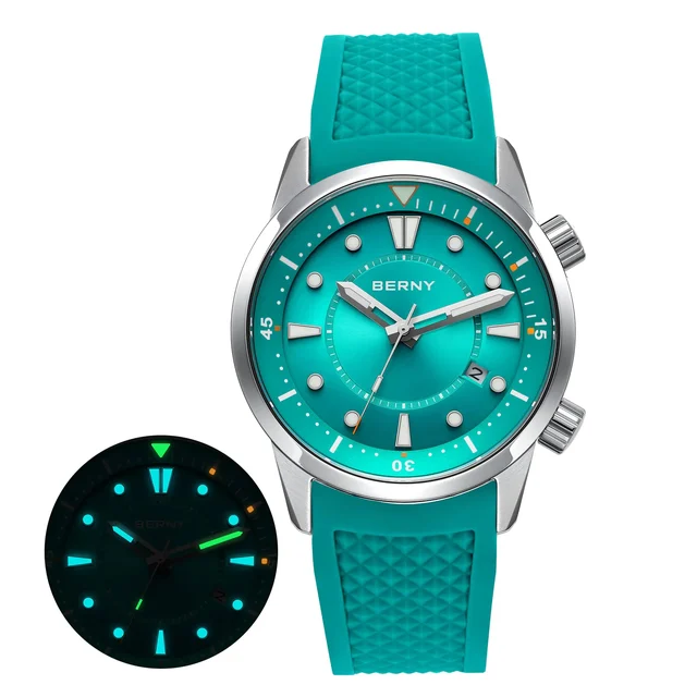 BERNY Men Automatic Compressor-style Diver Watch V5-AM539M AM539M-MGN kol saati