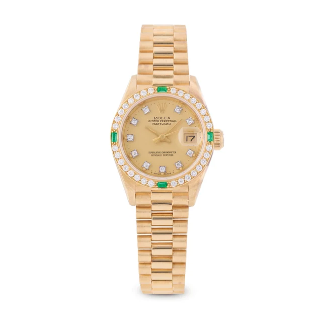 Rolex ROLEX, REF. 69078, DATEJUST, 18K YELLOW GOLD, DIAMOND AND EMERALD kol saati