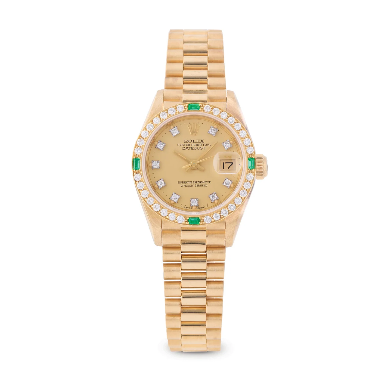 Rolex ROLEX, REF. 69078, DATEJUST, 18K YELLOW GOLD, DIAMOND AND EMERALD kol saati