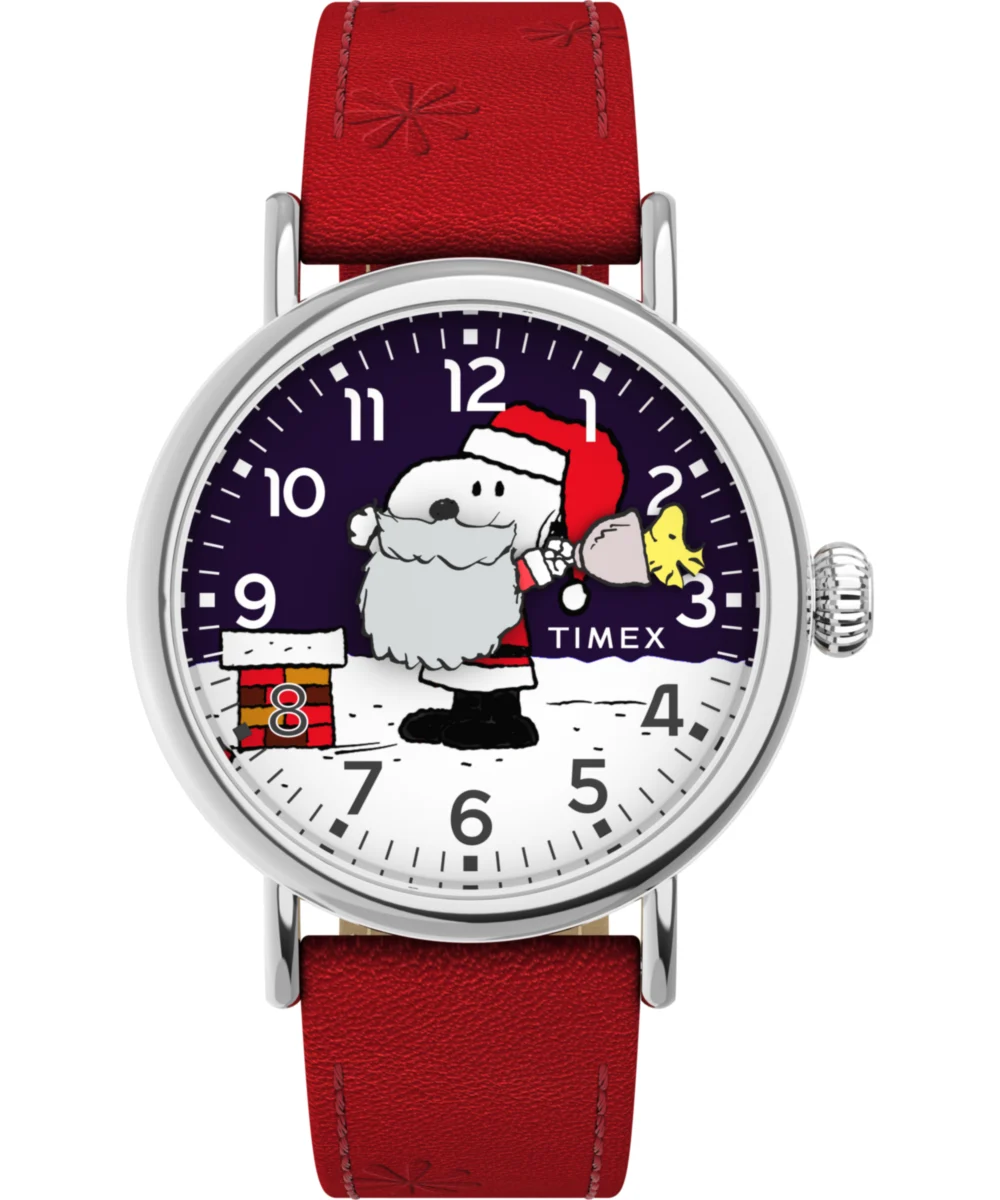 Timex Peanuts® x Standard Snoopy Santa 40mm Leather Strap Watch TW2W44400 40 mm kol saati