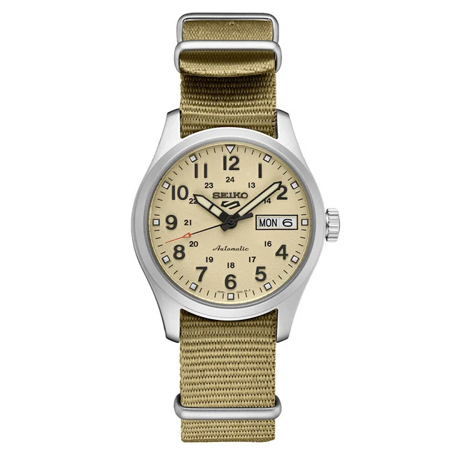 Seiko Sports Automatic 36mm Watch with Beige Dial #SRPJ83 kol saati