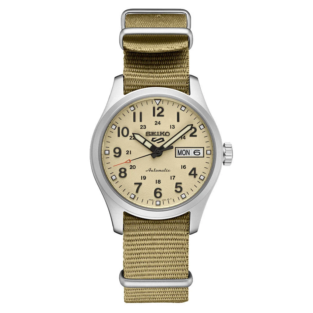 Seiko Sports Automatic 36mm Watch with Beige Dial #SRPJ83 36 mm kol saati