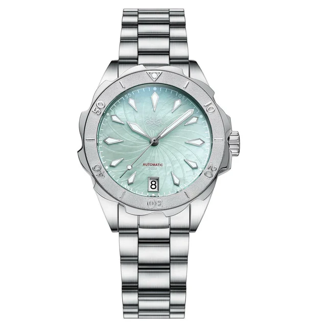 Phoibos Sea Nymph 200M Diver with Mint Green Dial #PY038A kol saati