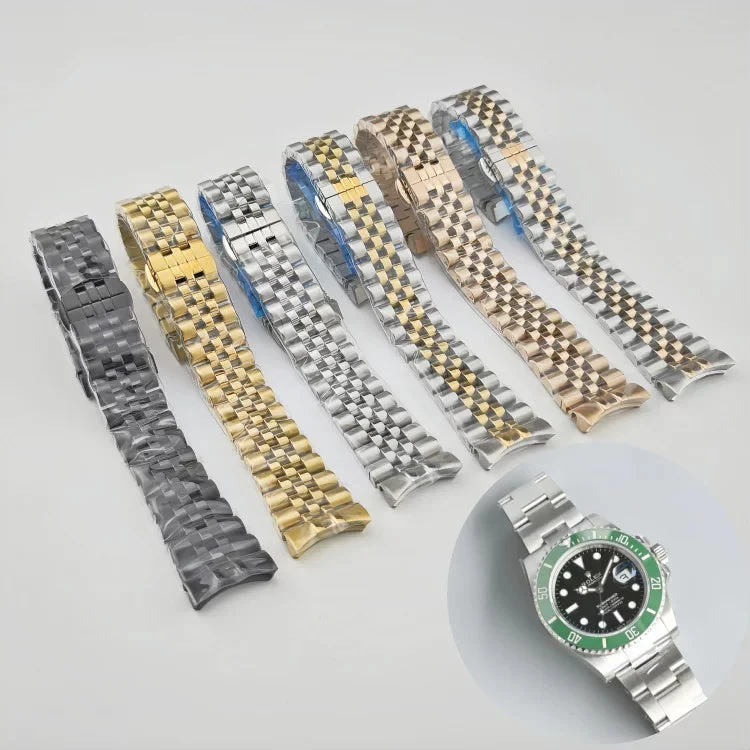 Tandorio Butter Fly Bracelet For SUBmariner GMT Yach master Explorer Oyster Airking etc DateJust Day Date Oyster Jubilee Gold Black Silver Two Tone 6035943210998 41 mm kol saati