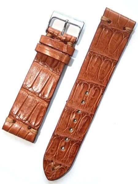 Toscana Handmade Italian Vintage Style Tan Center Cut Crocodile, Tacking-Stitching #GR-VIN03 GR-VIN03-0001 kol saati