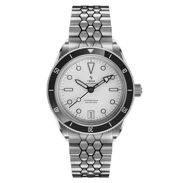 Yema Superman Dato CMM.10 with White Dial on Bracelet # -07 YEMA-07 kol saati