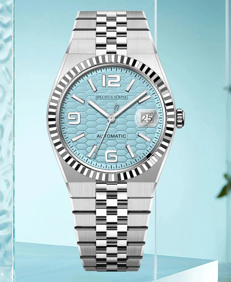Tandorio Watches Datejust Watch Specht & Söhne 37MM Luxury Automatic Miyota 8215 Luminous Sapphire Crystal 50M Waterproof 1005009535557548-Blue-Miyota-8215-Movt 37 mm kol saati