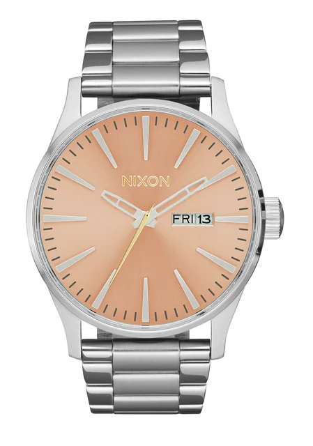 Nixon US Sentry Stainless Steel - Silver / Coral A356-5339-00 kol saati