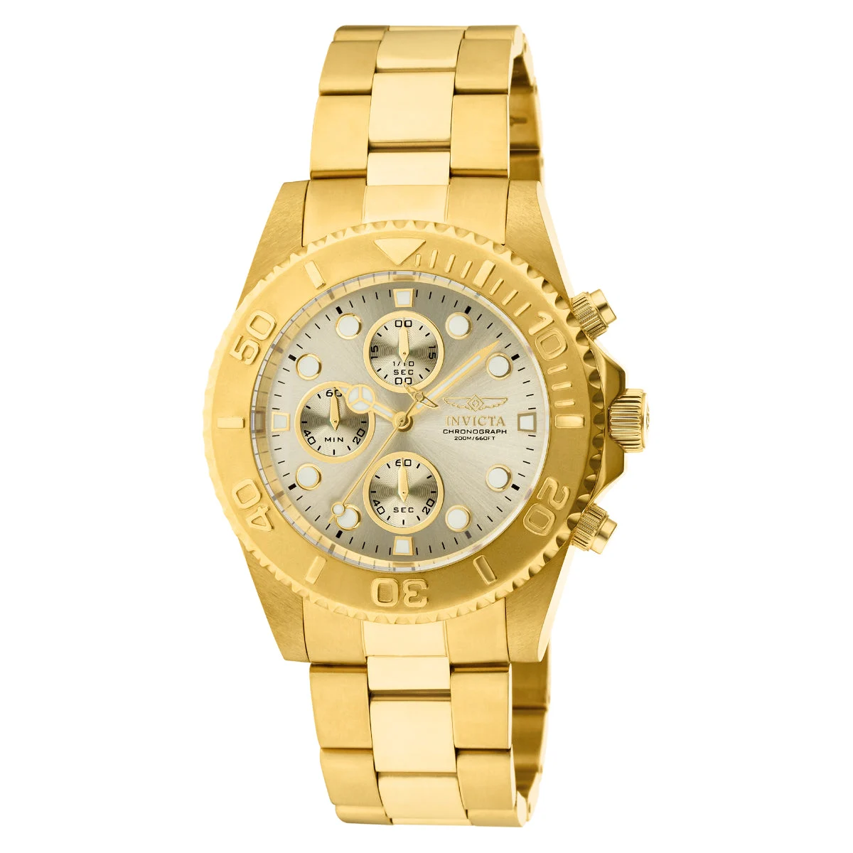 Invicta Pro Diver Watch - 43.5mm, Gold (1774) 43.5 mm kol saati