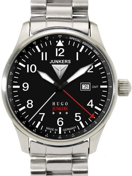 Junkers Years Hugo Anniversary 40mm Quartz GMT Watch #6644M-2 40 mm kol saati