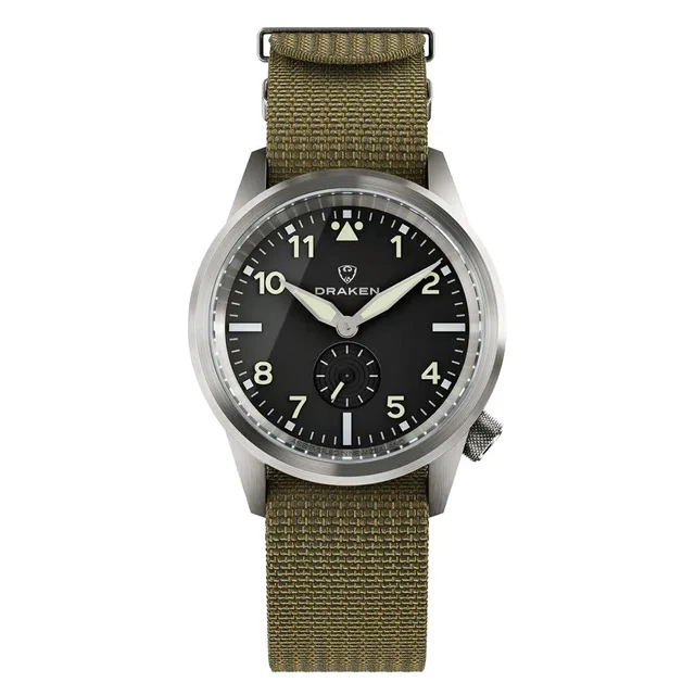 Draken Aoraki 'Flieger' Watch with Black Dial #DKN-01 kol saati