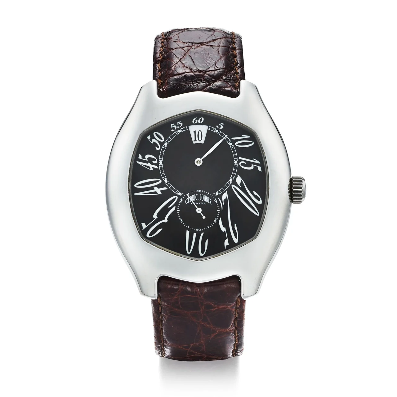 Cedric Johner CEDRIC JOHNER REF. 1027/4, JUMP HOURS; “ABYSS” “HEURE SAUTANTE”; LIMITED EDITION; STAINLESS STEEL kol saati