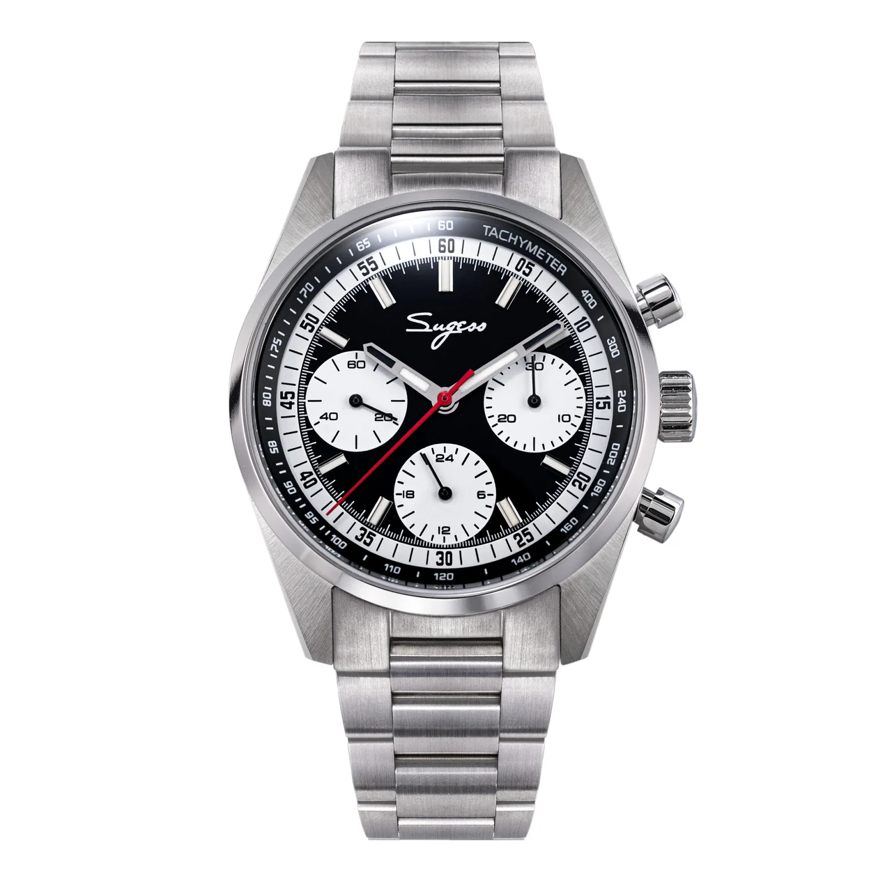 Sugess Chronograph Stainless Steel Black Dial Silver Hand sugess-s465-chronograph-stainless-steel-black-dial-silver-hand 46 mm kol saati