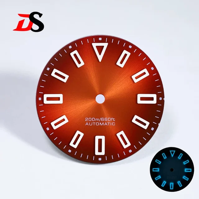 Tandorio Premium Watch Dial Sunburst No date window 28.5mm hollow marker 60C luminous modi