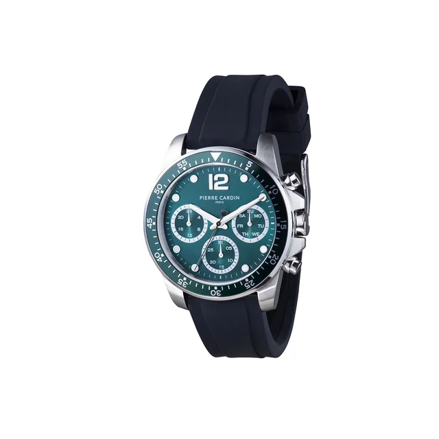 NATION Swank Multifunction watch with Green Dial with Green Bezel with a Rubber Strap CNI.