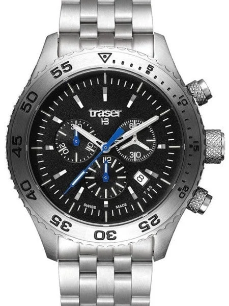 Traser Swiss Made Aurora Chronograph Watch with 46mm SS Case #106833 46 mm kol saati