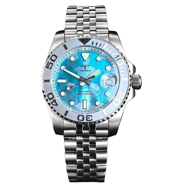 Wristfull Tandorio Yacht Master TD209 MOP 40mm Diver Ice Blue Dial NH35 Automtic Sapphire
