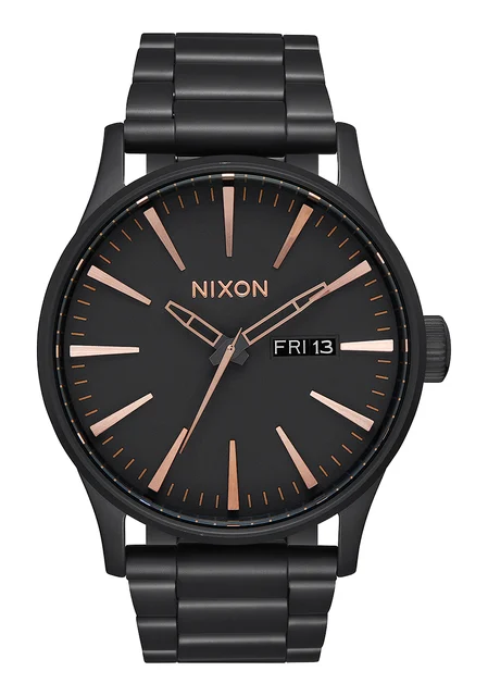Nixon US Sentry Stainless Steel - All Black / Rose Gold A356-957-00 kol saati