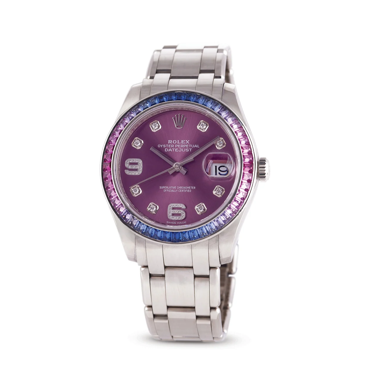 Rolex ROLEX, REF. 86349SAFUBL, DATEJUST PEARLMASTER, GRADIENT SAPPHIRE, 18K WHITE GOLD kol saati