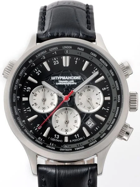 Sturmanskie Traveler Quartz Chronograph Watch with 24-hour Sub-Dial #3385877 kol saati