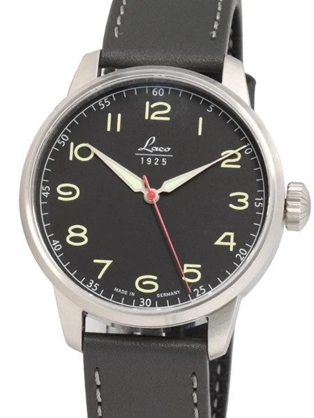 Laco Classic Black Automatic Watch with 42mm Case and Sapphire Crystal #861610 kol saati
