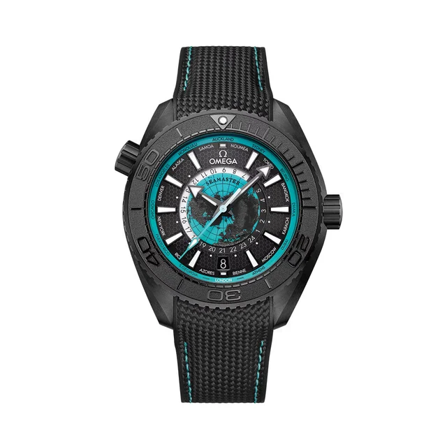OMEGA Seamaster Planet Ocean 600M Black Ceramic 45.5mm - Black and Turquoise on Rubber Str