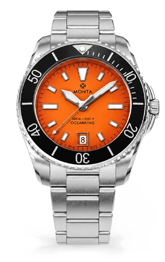 Monta Watch Monta Oceanking, 60-Minute Bezel, with Date, Orange Dial, Ceramic Bezel 165OR6