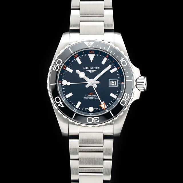 Longines Hydroconquest L3.790.4.56.6 GMT Black Dial 41 210009N32411 kol saati