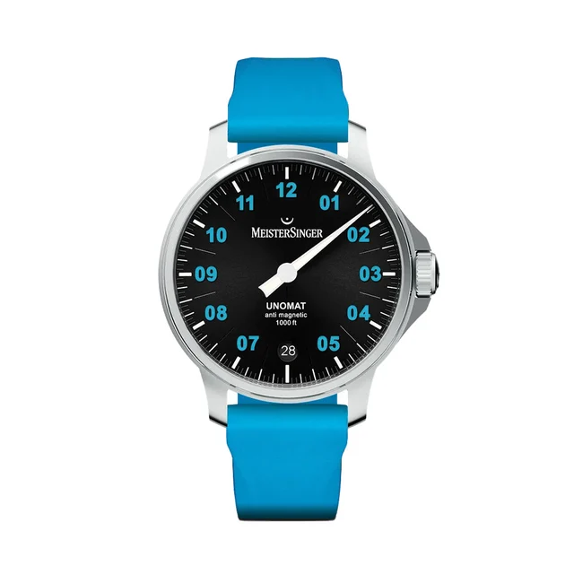 Meistersinger Unomat Automatic 43mm - Black on Rubber Strap UN902BLU kol saati