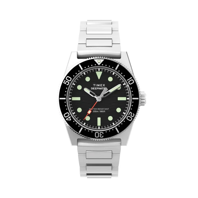 Timex Deepwater Reef 200 41mm - Black on Stainless Steel Bracelet TW2W95200VQ kol saati