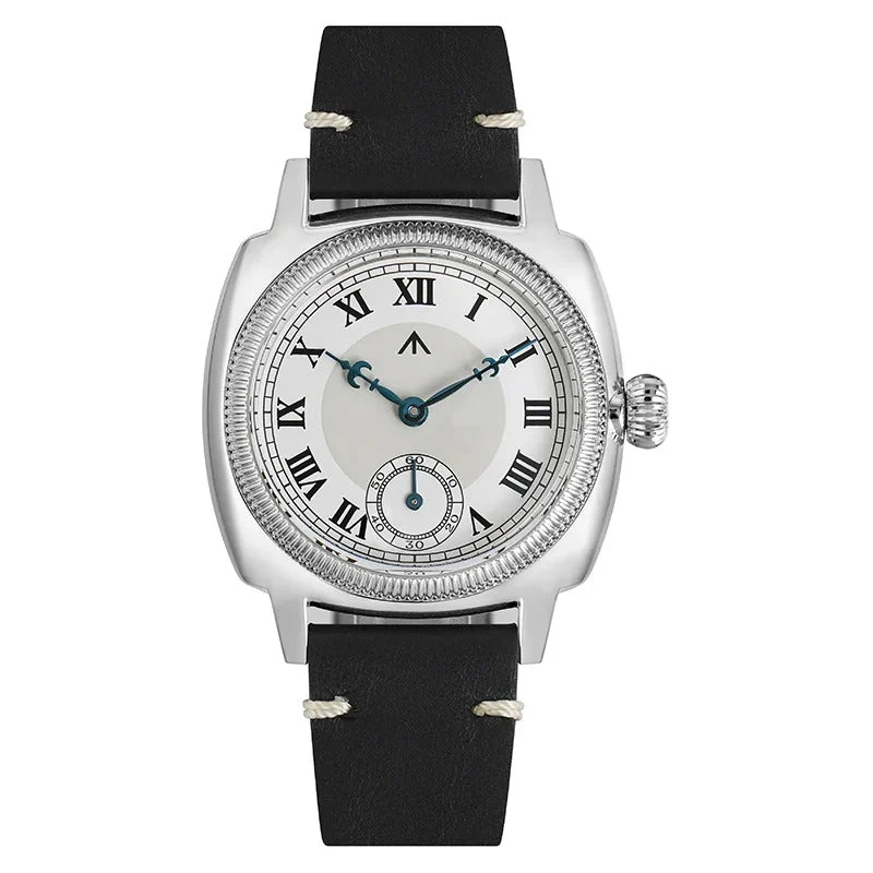 MILITADO Quartz Watch militao小方表-银壳-教堂针-棕皮 36 mm kol saati
