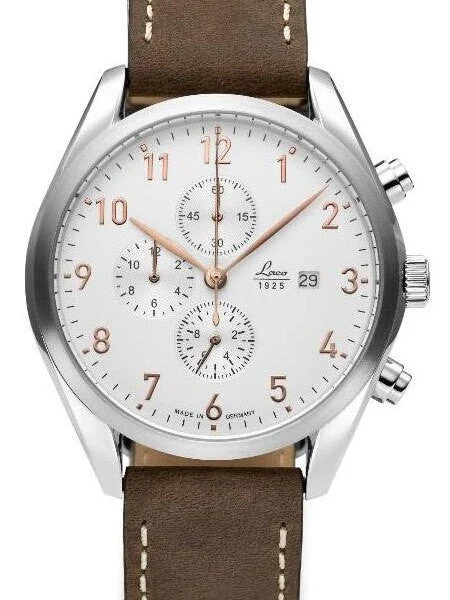 Laco Montreal Type C Dial Chronograph Watch with 12-hour Totalizer #861920 42 mm kol saati