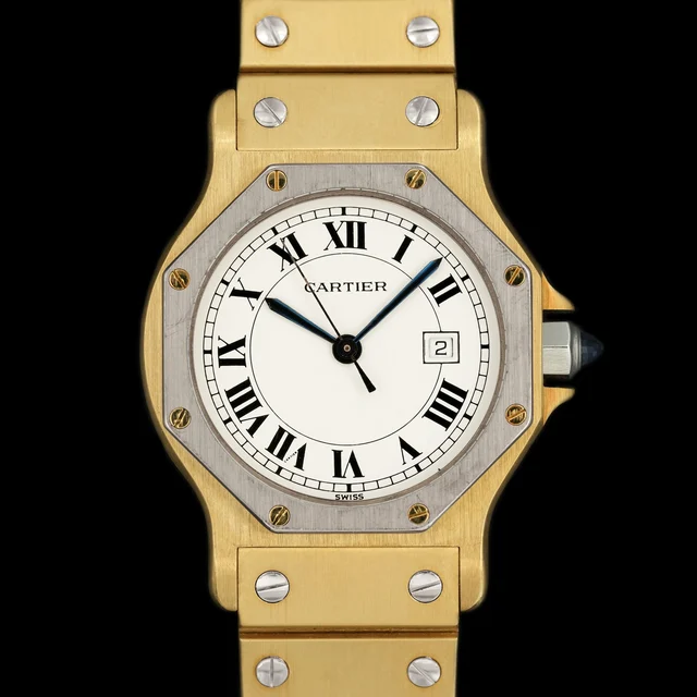 rvmusa Santos Octagon Bianco Giallo "Deux Ors" ref.2965 from 1980s kol saati