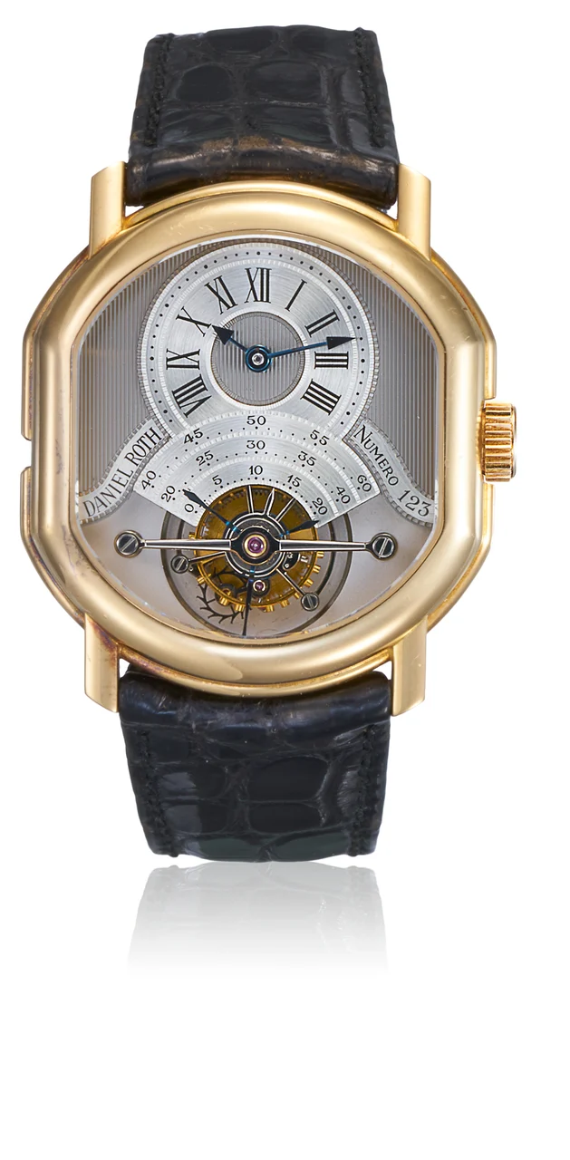 Daniel Roth Ref. BB 2187, tourbillon regulator; “Regulateur Tourbillon, Double Dial”; 18K yellow gold kol saati